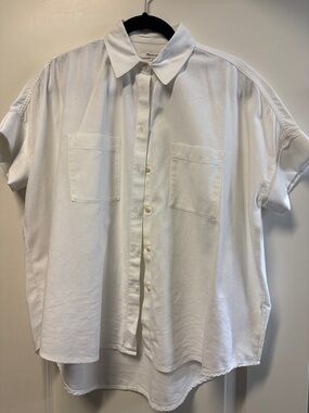 Madewell White Short-Sleeve Button-Up Shirt